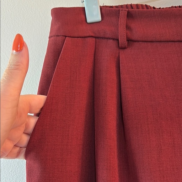 Wine Red/Burgundy Relaxed Fit Trousers Full-Length Wide leg size Large - Picture 4 of 11